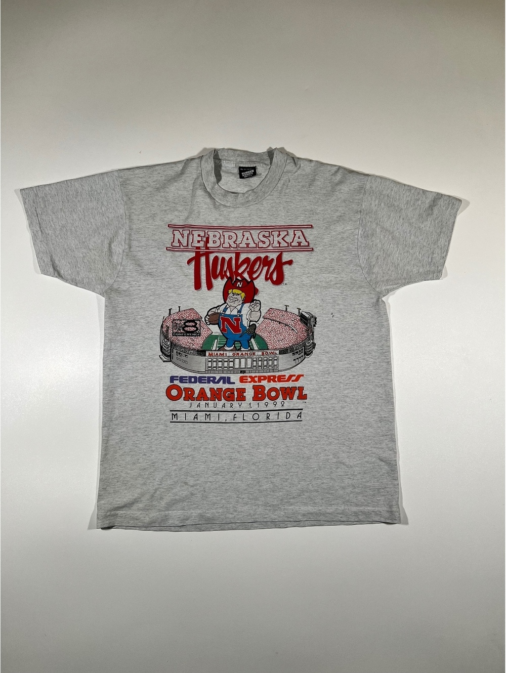 Vintage Nebraska Huskers 1992 Orange Bowl T-Shirt Federal Express Miami Florida